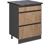 Vicco mueble bajo de cocina r-line, roble dorado, 60 cm con cajones, et antracita