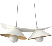 Lumicom | miller lámpara pendiente, 2x e27, max 42w, metal, blanco mate/hoja dorada, l.27cm