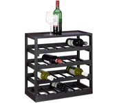 Relaxdays botellero vino para 20 botellas, madera, negro, 52 x 52 x 25 cm