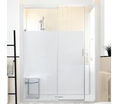 Base termostática kinemagic serenity+ en nicho con franja central de vidrio esmerilado 100/135 x 79/96 cm