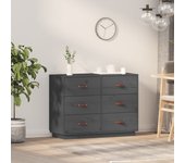 Aparador | aparador de comedor | armario de cocina de madera maciza de pino gris 100x40x75 cm cfw88813