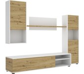 Salón tv modular luka blanco/nordic - mueble tv minimalista 180x220x41 cm