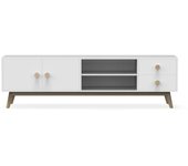 Mueble para televisión 2 puertas 2 cajones 2 huecos campos acabado blanco/blanco cera 52c