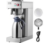 Vevor cafetera filtro comercial 12 tazas, eléctrica con jarra térmica de acero inoxidable, para restaurante, oficina, café, mantiene caliente/frío