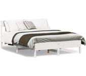 Estructura de cama con cabecero blanco 135x190 cm madera maciza de pino