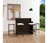 Conjunto de bar de jardín vidaxl de 5 piezas con cojines marrón