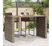 Mesa de jardín y tablero de madera de acacia trenzada de resina gris