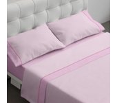 Juego de sábanas diseño 297 burrito blanco, 50% algodón - 50% poliéster ancho de 135 cm en color rosa