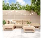 Juego de muebles de jardín 6 piezas | conjunto de comedor | conjunto de descanso madera maciza de pino cfw626388