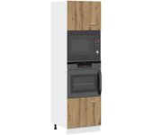 Mueble microondas artesanal de roble 60x57x207 cm