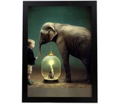 Nacnic poster elefante en estilo surrealismo cinematográfico ilustraciones y grabados de historieta abstracta y artística para a3 marco negro