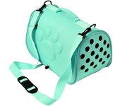 Transportin bolsa para gatos perros conejos bolso de transporte plegable mascota bolso flexible con cremallera (azul)