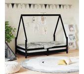 Maison exclusive - estructura de cama para niños madera de pino negro 80x160 cm