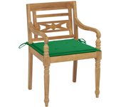 Sillas batavia 2 uds teca maciza con cojines verde