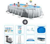 Paquete de piscina - intex - oval - 503x274x122 cm + accesorios a2574