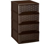 Com-fort house | cajonera apilable de plástico | modelo bambu | color wengue | modelo de 4 cajones | cajones de almacenamiento modular