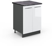 Vicco mueble bajo de cocina fame-line, blanco alto brillo, 60 cm , et antracita