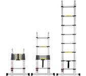 Vevor escalera telescópica de aluminio, 5m, 170kg capacidad, barra estabilizadora, plegable multi-botones, para reparaciones en casa, autocaravanas