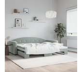 Sofá cama con cama nido gris claro 90x200 cm de terciopelo