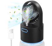 Mini ventilador con niebla de enfriamiento, ventilador de escritorio usb portátil 2 en 1, ventilador recargable (negro)