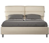 Cama con almacenaje acolchada 160x190 cuero sintético gris paloma nandy