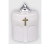 La briantina lumino elettrico a led benedicto bianco, durata 150 giorni, bianco con croce dorata e luce intermittente, 11x8x6 cm