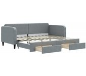 Sofá cama nido con cajones tela gris claro 90x200 cm