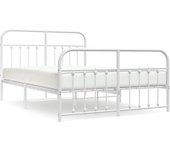 Cama matrimonial | cama para adultos | estructura cama metal con cabecero y estribo blanco 135x190 cm cfw763266
