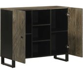 Aparador | aparador de comedor | armario de cocina negro 90x33x75 cm madera maciza mango cfw33035
