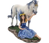 Hada con unicornio de resina, figura decorativa fantasía, colección étnica, regalo ideal para niños y amantes de la magia