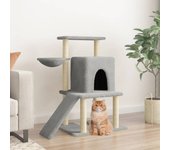 Rascador para gatos con rascador de sisal gris claro 96,5 cm