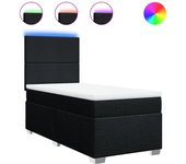 Cama somier tapizada con colchón de tela negra 90x200 cm