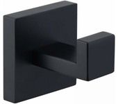 Perchero de baño, acero inoxidable, fijación perforada, cuadrado, 1 pieza, negro
