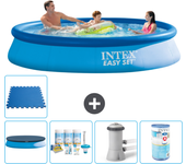 Paquete de piscina - intex - alrededor - 366x366x76 cm + accesorios a590