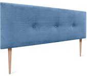 Dhome cabecero de pana liso con botones y patas alta gama moderno cabezal tapizado cama lujo dormitorio acolchado (azul, 160x105cm)