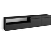 Mueble tv, televisión, 200x35x45cm, para tv hasta 80, con almacenamiento, negro