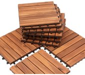Baldosas de madera de acacia, 1 m², 11 unidades, 30 x 30 cm, para balcón, jardín, terraza, balcón