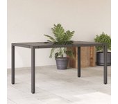 Mesa de jardín con tapa de cristal negro 150x90x75cm mimbre resina