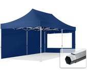 3x6 m carpa plegable, professional aluminio 40mm, 2 laterales con ventanas panorámicas, azul