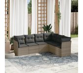 Conjunto de muebles de jardín vidaxl de 6 piezas con cojines grises de mimbre