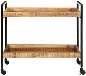 Carrito de cocina madera maciza de mango rugosa 80x55x70 cm