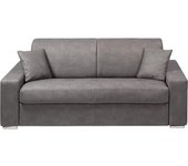 Sofá cama italiano 3 plazas de tela emir - gris - cama 140 cm - colchón 18 cm