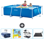 Paquete de piscina - intex - rectángulo - 220x150x60 cm + accesorios cb69