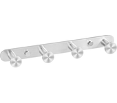 Perchero de pared para baño de acero inoxidable resistente, 4 ganchos, color plateado