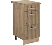 Vicco mueble bajo de cocina r-line, roble artesanal, 40 cm con cajones, et roble