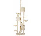 Árbol rascador para gatos 233-270cm beige sisal de suelo a techo hamacas cuevas plataformas