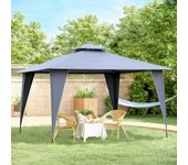 Cenador de jardín de 3,45 m x 3,45 m, pérgola de jardín con techo doble, pabellón impermeable y resistente a los rayos uv con estructura de metal