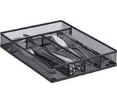 Relaxdays bandeja de cubiertos para cajón pequeña, metal, negro, 5 x 23.5 x 31.7 cm