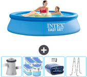 Paquete de piscina - intex - alrededor - 244x244x61 cm + accesorios cb95