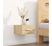 Mesita de noche de pared，mesilla de noche flotante color roble sonoma 35x35x20 cm cfw47888